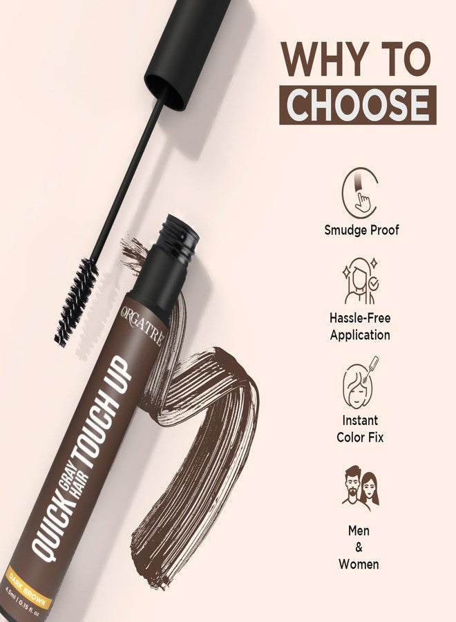 Orgatre Quick Gray Hair Touch Up Stick | Instant Gray Coverage | Semi-Permanent Color | Smudge-Proof & Long-Lasting | Enriched with Almond (Brown, 4.5ml) - Image 2