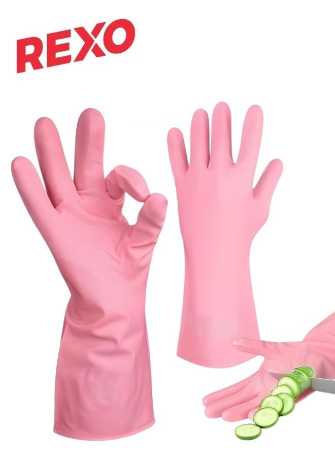 REXO Medium Sleeve Latex Gloves Waterproof Multi-Purpose Water Resistant;Soft Touch;Cotton Lined Medium  - Image 1