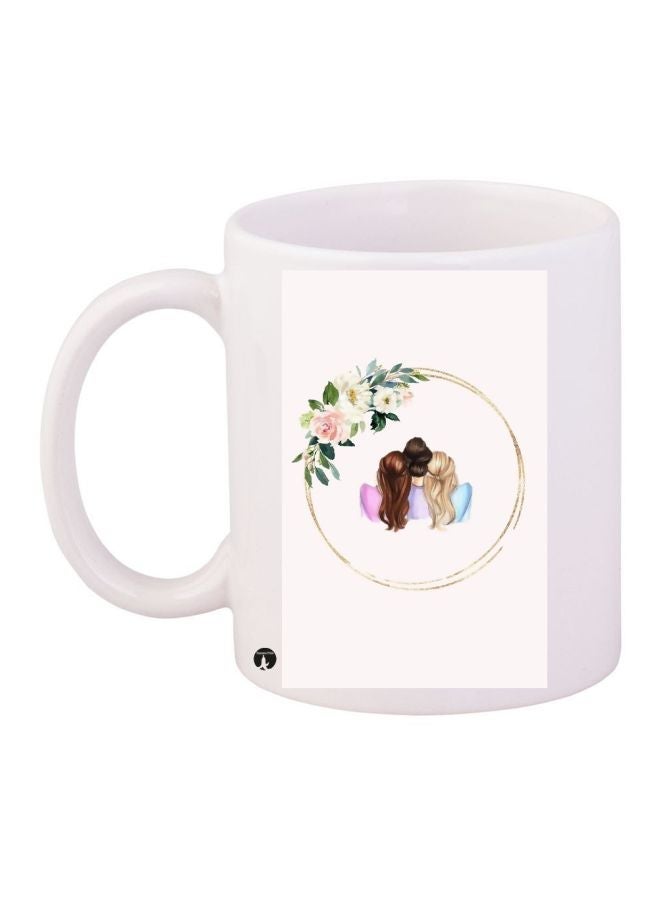 Anime Girl Printed Coffee Mug White/Green/Brown 11ounce