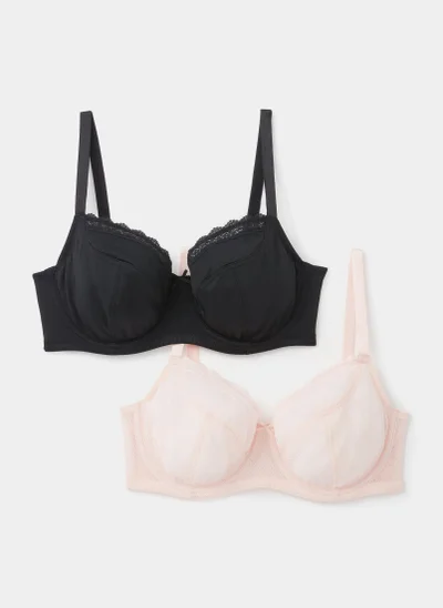 Matalan 2 Pack DD+ Textured Lace Non Padded Bras