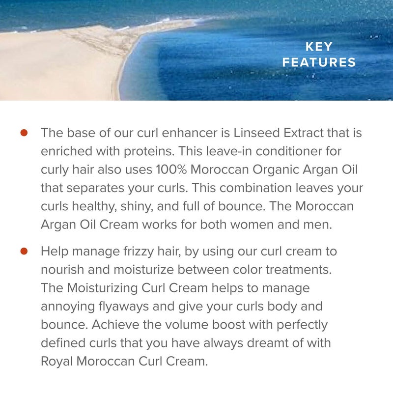 Royal Moroccan Curl Cream for Frizzy Hair Control and Color Treated Hair, 300 ml (10.14 oz) - Moisturizing Curl Defining Conditioner Styling Cream with Argan Oil - Image 4