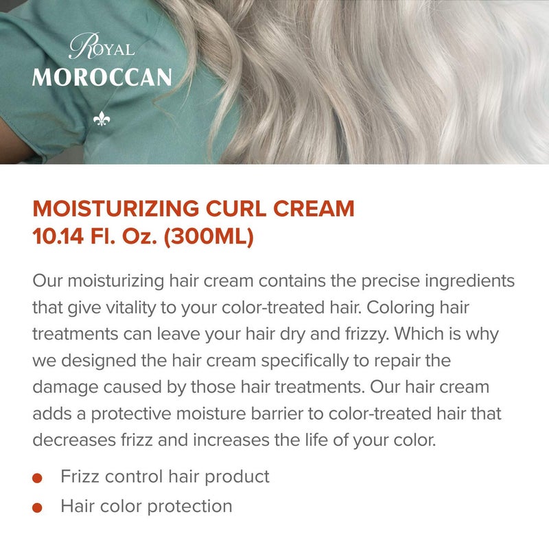 Royal Moroccan Curl Cream for Frizzy Hair Control and Color Treated Hair, 300 ml (10.14 oz) - Moisturizing Curl Defining Conditioner Styling Cream with Argan Oil - Image 2