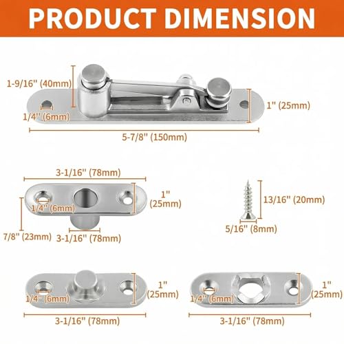 TamBee Pivot Hinge Hold Open Heavy Duty Hidden Door Hinge 440 Lbs Load Locking 90 Degrees 304 Stainless Steel Concealed for Wood Doors Secret Doors and Bookcase Door 4214 - Image 3
