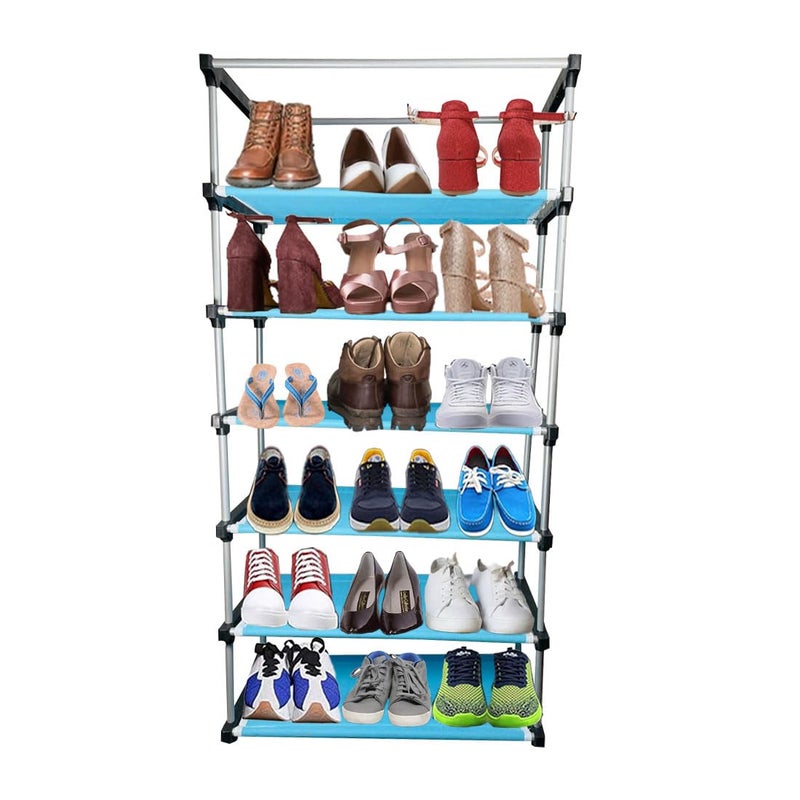 DEMARK® Multipurpose 6-Tiers Shoe Rack with Dustproof Zip Cover, Multiuse Wide Space Storage Rack made by Non Woven Fabric for footwear, Toys, clothes (Firoji, DEMARK-6 Layer Shoe Rack) - Image 3