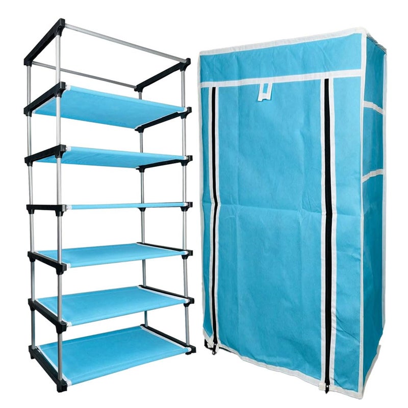 DEMARK® Multipurpose 6-Tiers Shoe Rack with Dustproof Zip Cover, Multiuse Wide Space Storage Rack made by Non Woven Fabric for footwear, Toys, clothes (Firoji, DEMARK-6 Layer Shoe Rack) - Image 1