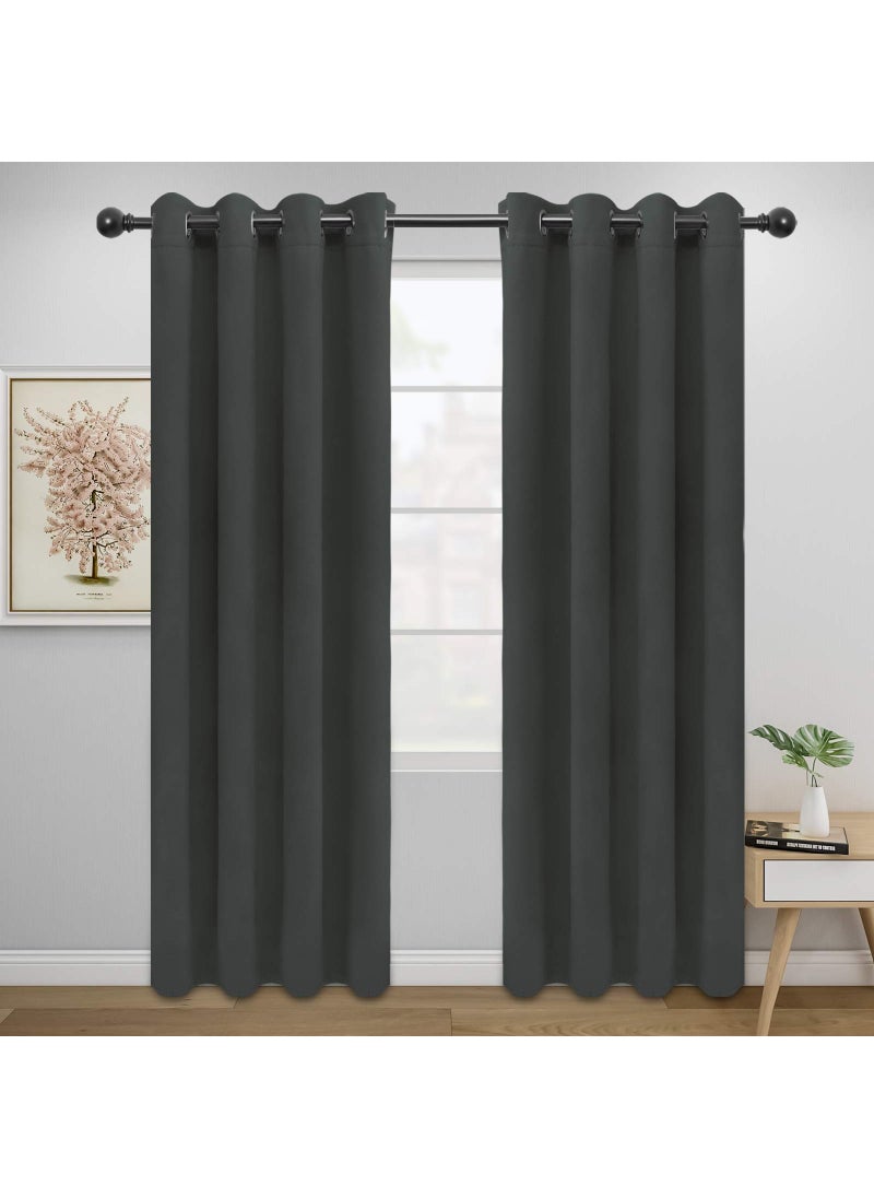 Easy-Going EasyGoing Blackout Curtains for Bedroom Solid Thermal Insulated Grommet and Noise Reduction Window Drapes Room Darkening Curtains for Living Room 2 Panels 52x84 inDark Gray 