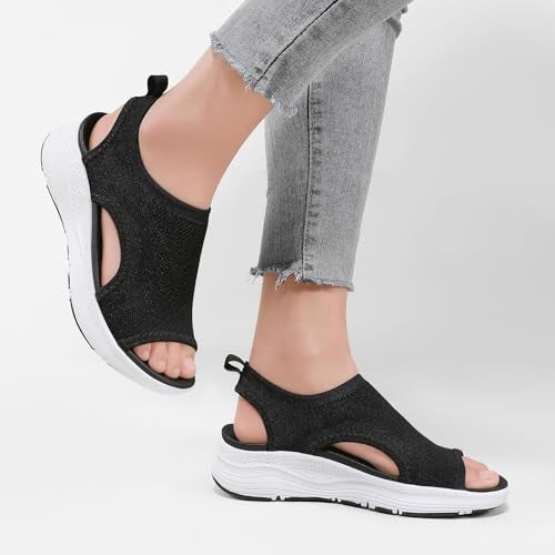 GoodValue Womens Comfortable Orthopedic Sandals Arch Support Ladies Walking Sport Athletic Sandals Open Toe Slip On Plantar Fasciitis Platform Dress Sandal 2 Inches Heel - Image 5