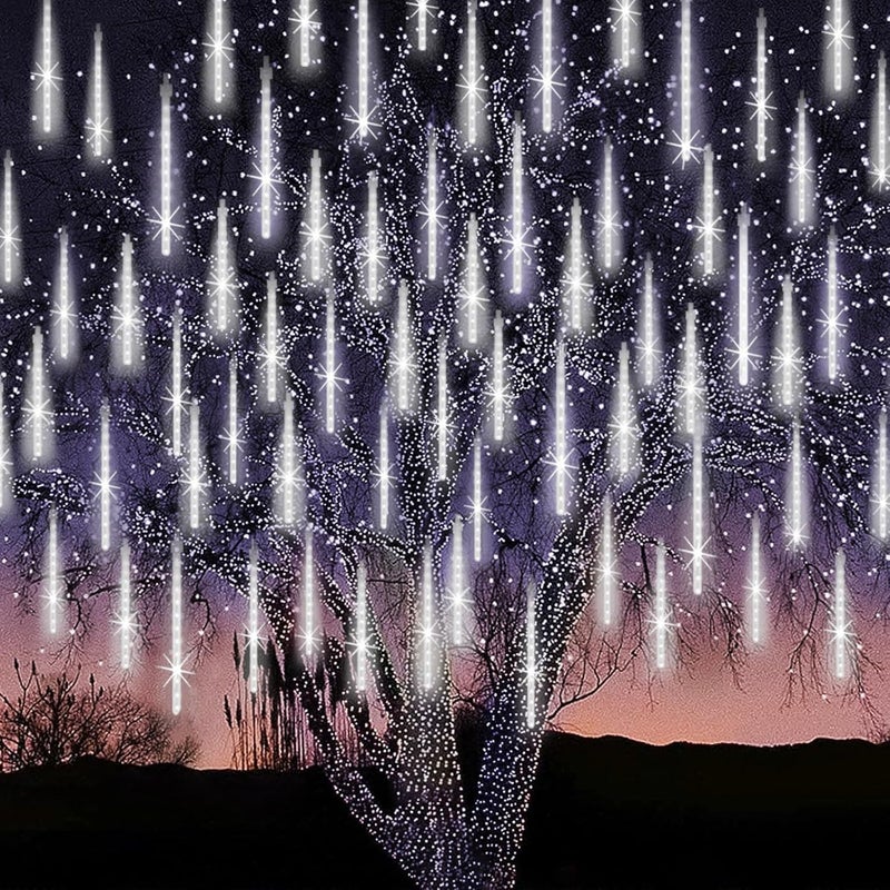 Litehom Rain Drop Lights LED Meteor Shower Lights 118 inch 8 Tubes 192leds Icicle Falling Lights for Diwali Lights for Decoration for Home Xmas Tree Christmas Decoration Outdoor Cool White
