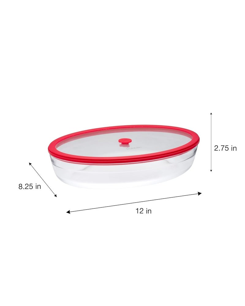 DUBBLIN LATINO OVAL 2100 Glass CasseroleCumServing Bowl with Lid Microwave Safe Stylish Durable 2100ml Capacity - Image 3