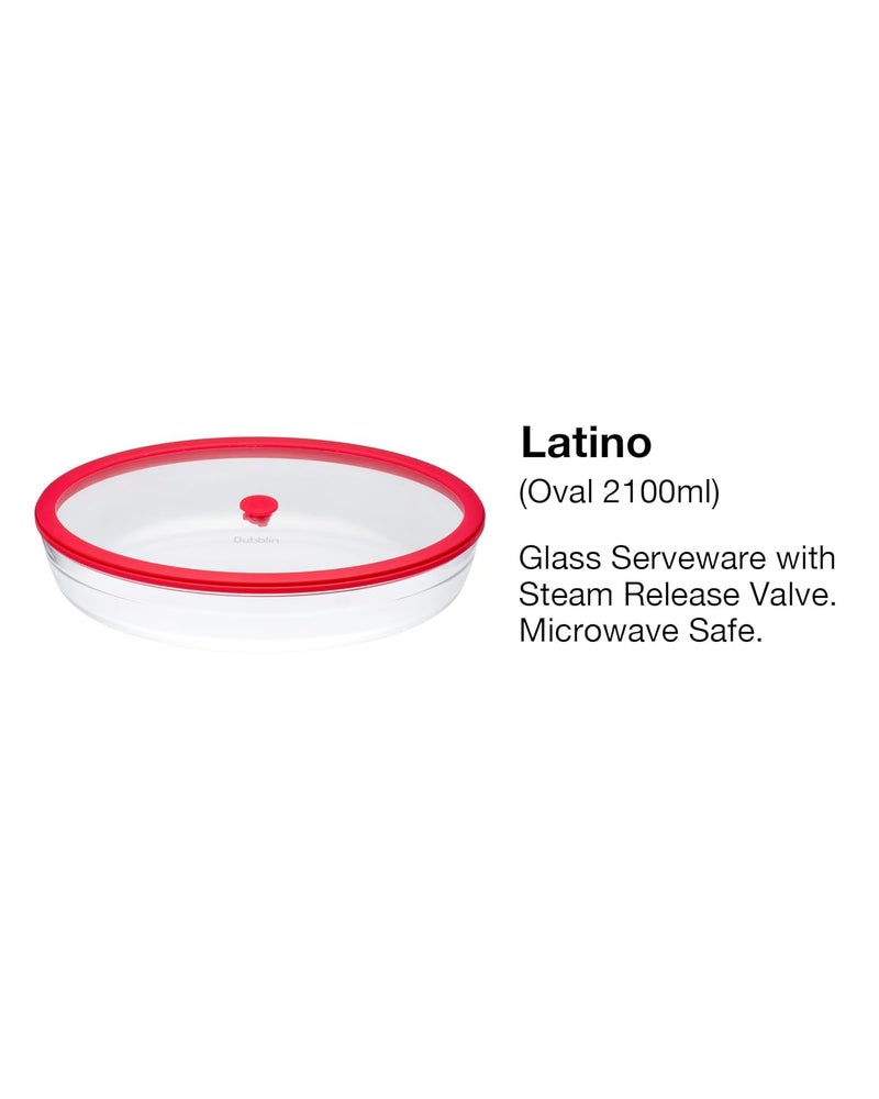 DUBBLIN LATINO OVAL 2100 Glass CasseroleCumServing Bowl with Lid Microwave Safe Stylish Durable 2100ml Capacity - Image 5