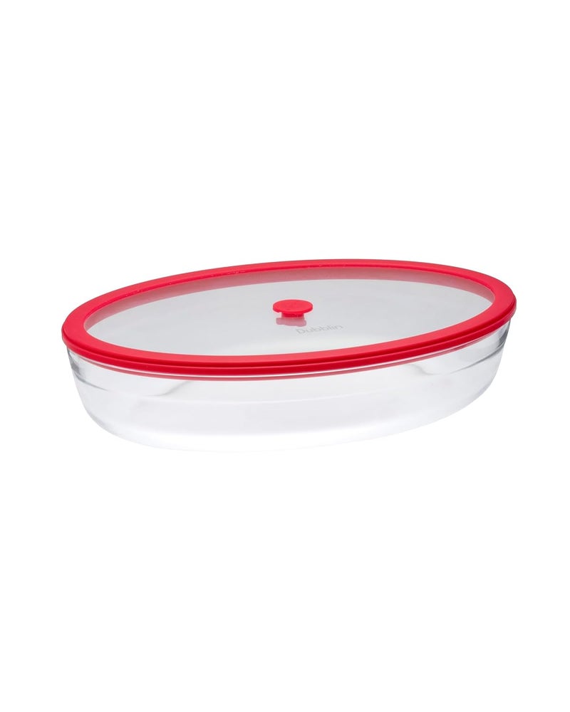 DUBBLIN LATINO OVAL 2100 Glass CasseroleCumServing Bowl with Lid Microwave Safe Stylish Durable 2100ml Capacity - Image 2