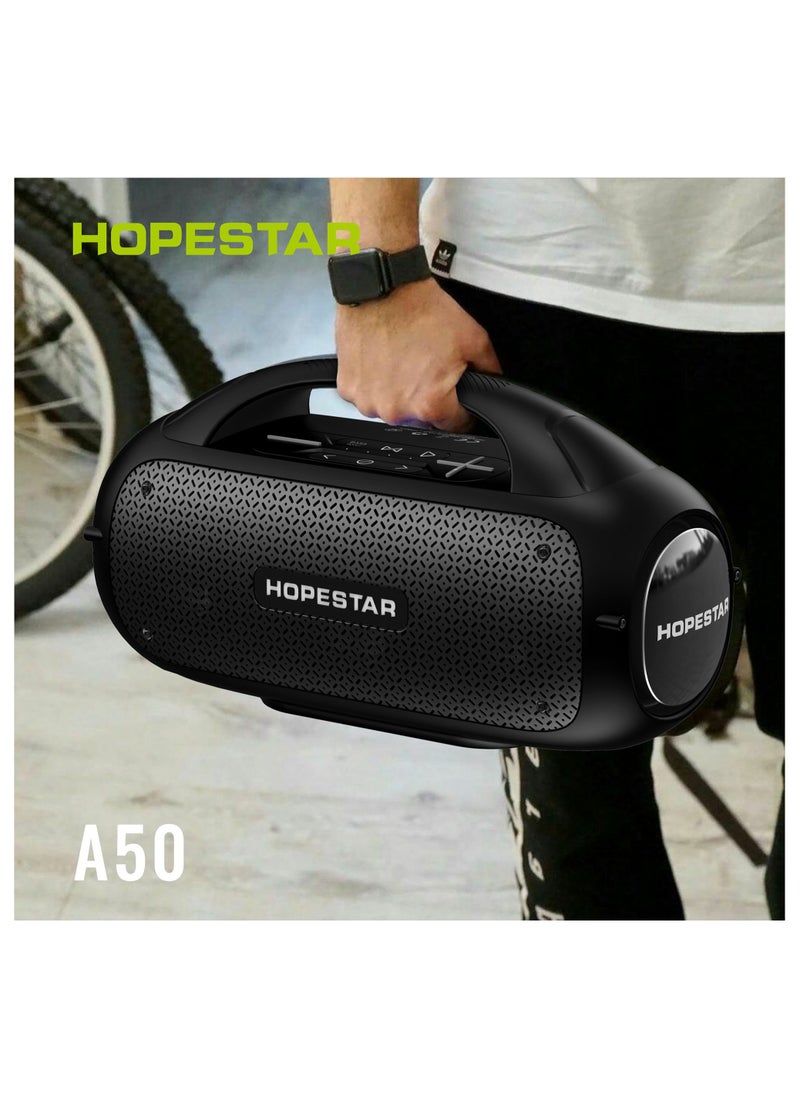 HOPESTAR A50 سمّاعات بلوتوث عالية الطاقة 80 واط مضخم صوت سيارة لاسلكي RGB ثمانية محمول FM مكبر صوت خارجي ميزات مكبر الصوت Hopestar