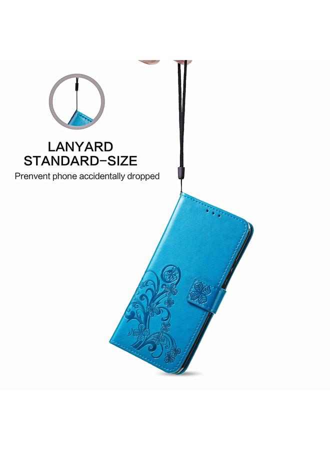 S-TOP Case For Samsung Galaxy A02 Four-leaf Clasp Embossed Buckle Mobile Phone Protection Leather Case with Lanyard & Card Slot & Wallet & Bracket Function - Image 5