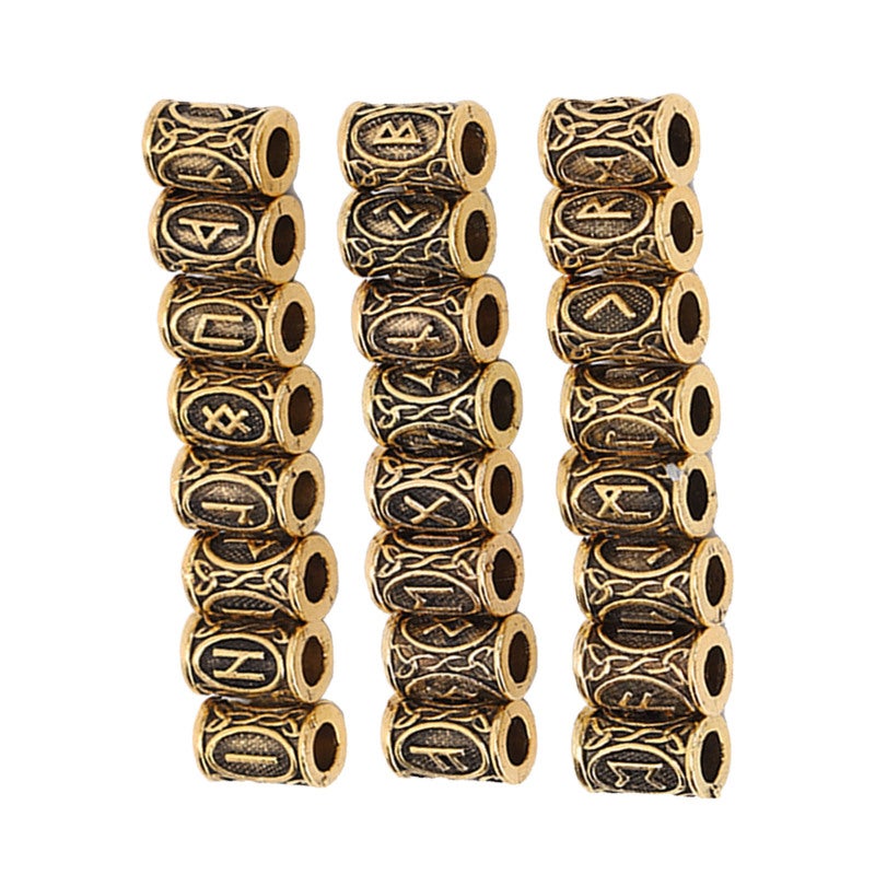 Hair Beard Beads 24pcs Ancient Gold: Vintage Style - Rustproof Alloy Dreadlock Beads for Hair Braiding, Dreadlocks Styling, Men’s Beard, Parties Weddings - Image 3