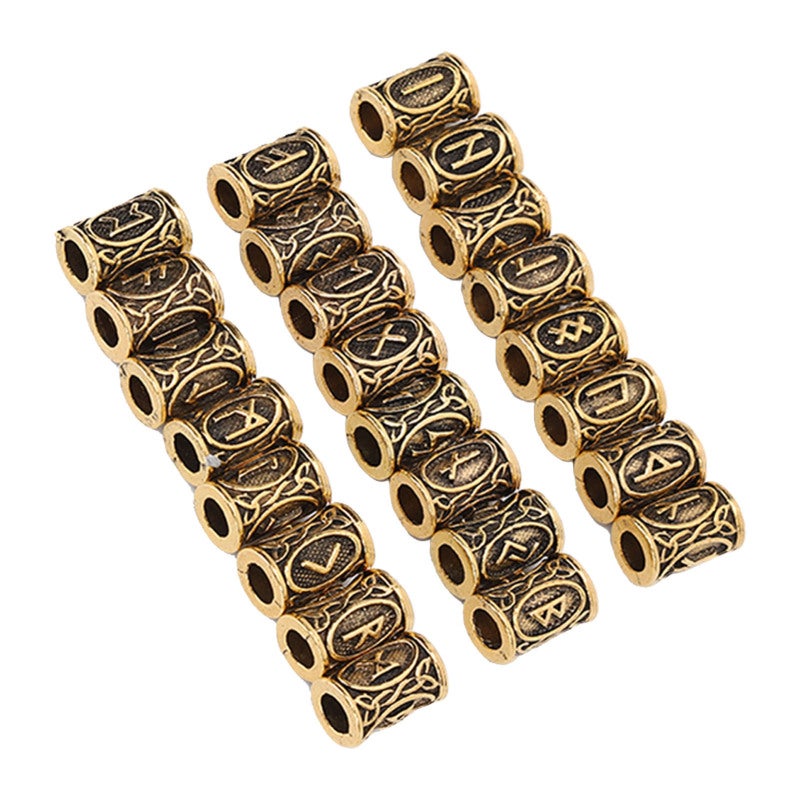 Hair Beard Beads 24pcs Ancient Gold: Vintage Style - Rustproof Alloy Dreadlock Beads for Hair Braiding, Dreadlocks Styling, Men’s Beard, Parties Weddings - Image 2