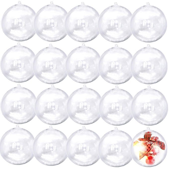 20PCS 80mm 314inch Large Clear Ball Ornaments Clear Plastic Fillable Christmas Balls Shatterproof Ornament Bauble for DIY Crafts Wedding Party Decor Holiday Home Decor