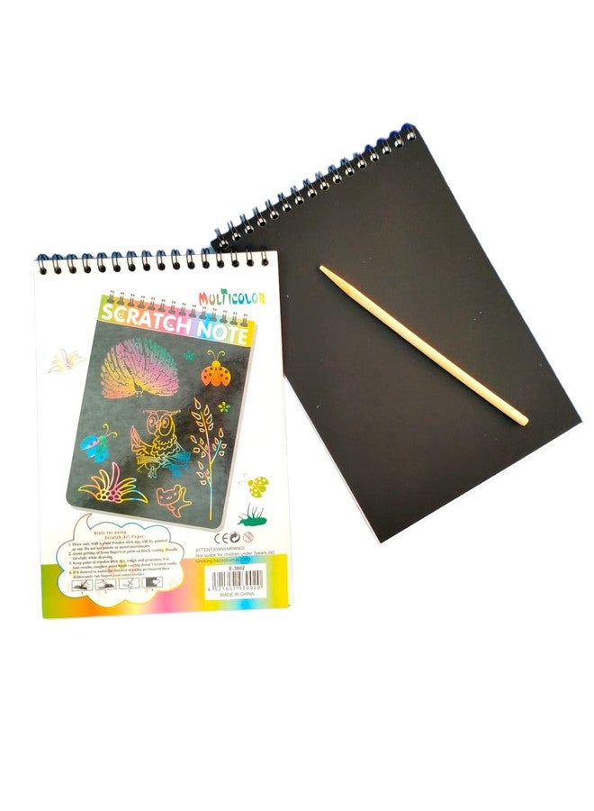 Caught Trendy Cute Character Printed Scratch Book Scratch Art Desiging and Colouring Book with Wooden Stylus Drawing Book Scratch Sketch Black Cardboard Notebook and Great Gift Item for Kids. - Image 2
