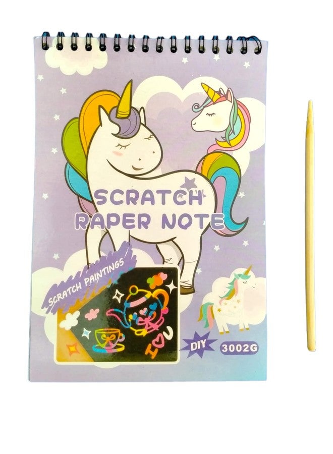 Caught Trendy Cute Character Printed Scratch Book Scratch Art Desiging and Colouring Book with Wooden Stylus Drawing Book Scratch Sketch Black Cardboard Notebook and Great Gift Item for Kids. - Image 1