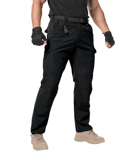Arunlluta Men’s Tactical Pants, Ripstop Water Resistant Cargo Work Pants for Men, Stretch Hiking Pants Lightweight Black - Image 1