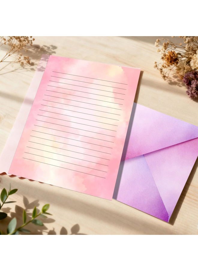 KSIWRE Watercolor Stationary Letter and Envelopes, 24 Lined Writing Paper with 12 Matching Envelopes, Double-Sided Printing, Multicolor, 8.3 x 5.5 Inches, 36 Pieces - Image 4