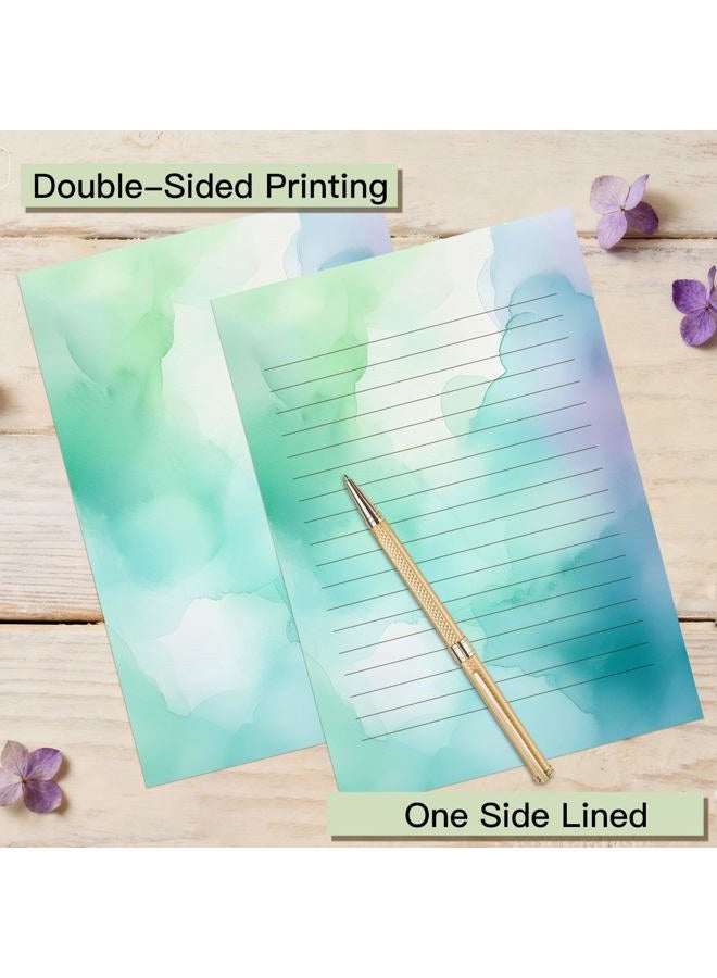 KSIWRE Watercolor Stationary Letter and Envelopes, 24 Lined Writing Paper with 12 Matching Envelopes, Double-Sided Printing, Multicolor, 8.3 x 5.5 Inches, 36 Pieces - Image 5