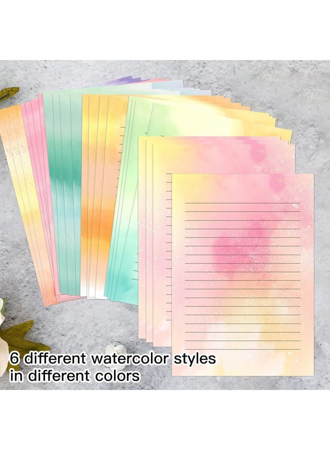KSIWRE Watercolor Stationary Letter and Envelopes, 24 Lined Writing Paper with 12 Matching Envelopes, Double-Sided Printing, Multicolor, 8.3 x 5.5 Inches, 36 Pieces - Image 3
