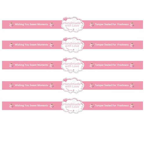 wootile Food Retail Package Seal Labels,9x1 Inch Safe Secure Tamper Evident Labels,Tamper Resistant Stickers,Baking Gift Box Stickers for Handmade Baking Craft Arts,Hand Made Sticker 250 Pcs - Image 1