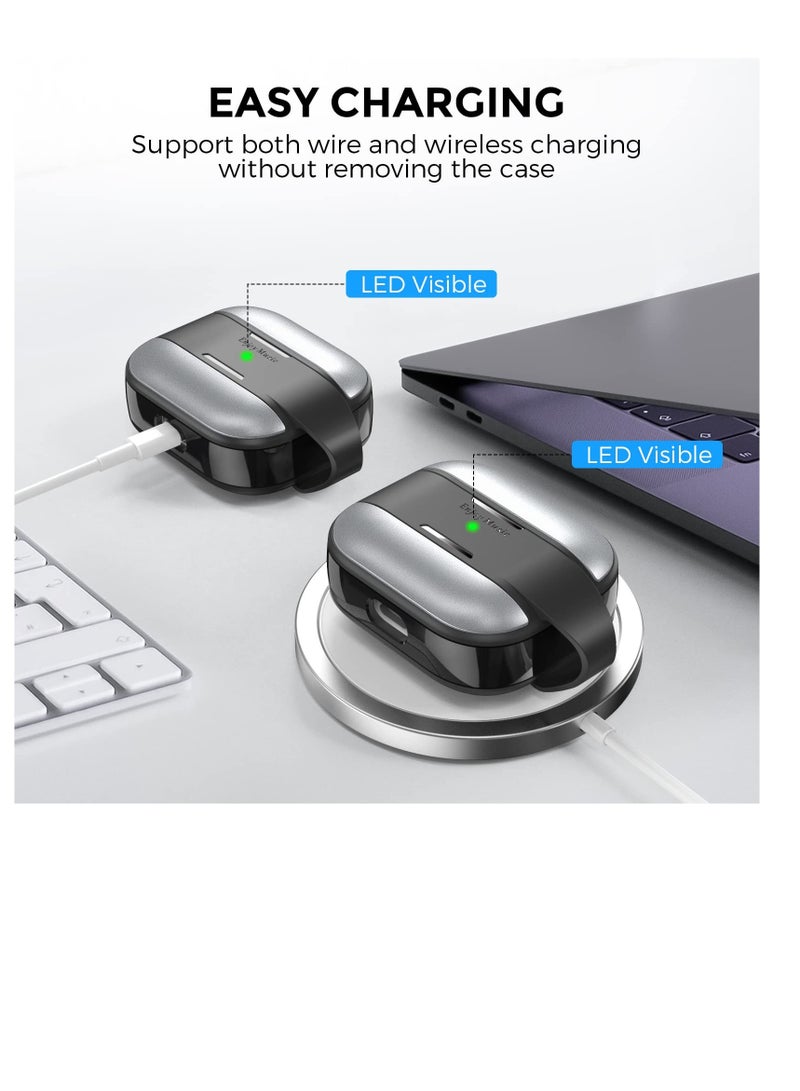 KASTWAVE Charging Case, Protective Cover Shock-Absorbing Protective Case, Full Protective Silicone Skin Accessories for Women Men (Silver) - Image 4