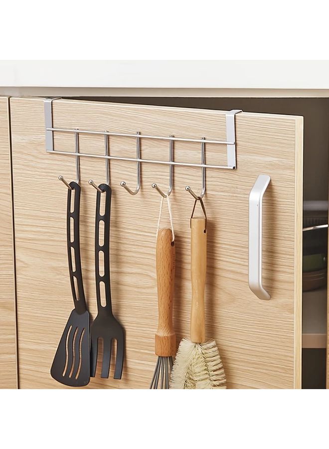 1 Pack Heavy Duty Stainless Steel 5 Hook Rack No Drilling Adhesive Hanger for Cabinet Door Towel Bag - Image 5