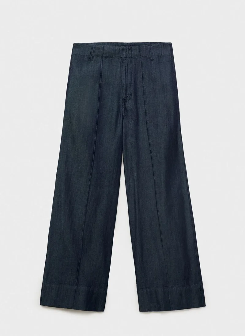 MANGO Wide leg denim pants with stitching