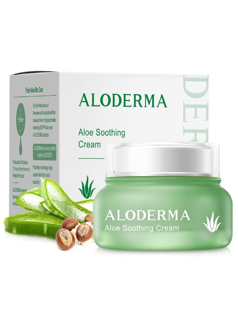 Aloderma - Aloderma Soothing Face Cream Made with 75% Organic Aloe Vera - Calming Facial Cream with Squalane & Vitamin E for Dry, Sensitive Skin - Reduces Redness, Helps Protect Damaged Skin, 50g/1.76oz - Image 1