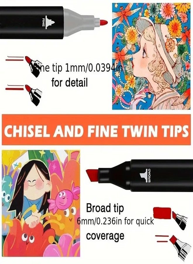 Like-It Like it Dual Tip Colorful Art Markers Sketch Pens Colors With Carrying Case For Painting Sketching Calligraphy Drawing -Twin Head Permanent Marker Pens For Kids Adult (60) - Image 2
