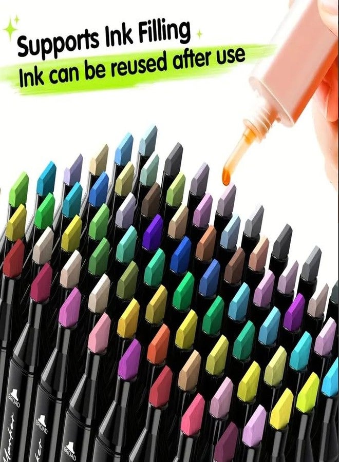 Like-It Like it Dual Tip Colorful Art Markers Sketch Pens Colors With Carrying Case For Painting Sketching Calligraphy Drawing -Twin Head Permanent Marker Pens For Kids Adult (60) - Image 3