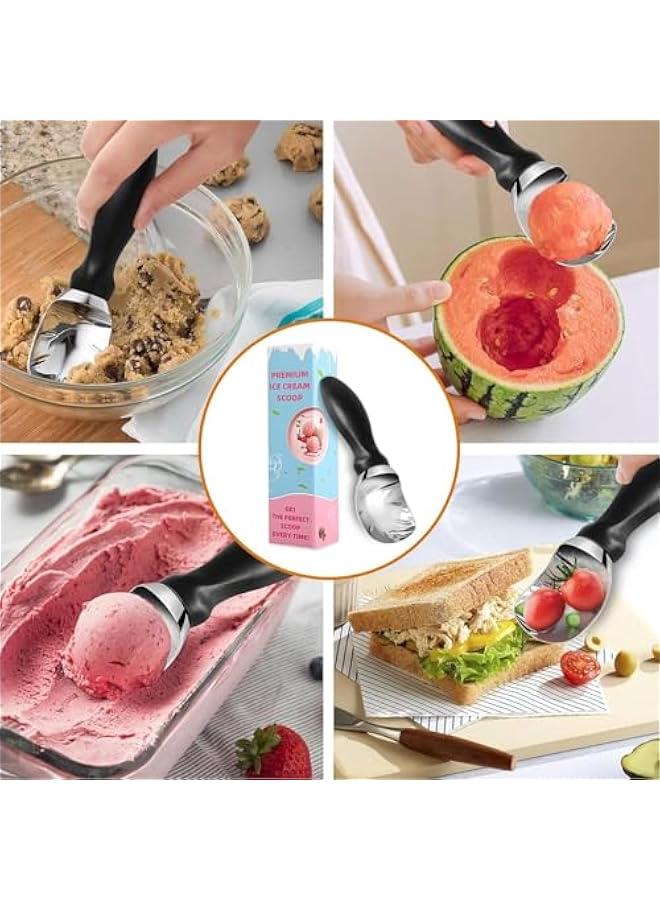 HOOKOR Ice Cream Scoop with Comfortable Grip Handle, Heavy Duty Stainless Steel, Perfect Shape Scoops, Ice Cream Scooper (Green) - Image 4