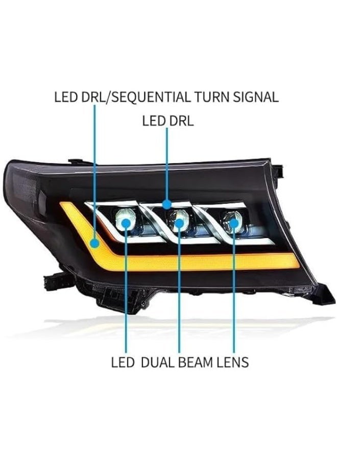 Land Cruiser Headlights 2008-2015 For LC200 LED Headlight DRL LED Projector Lens Accessories Super Bright - Image 2