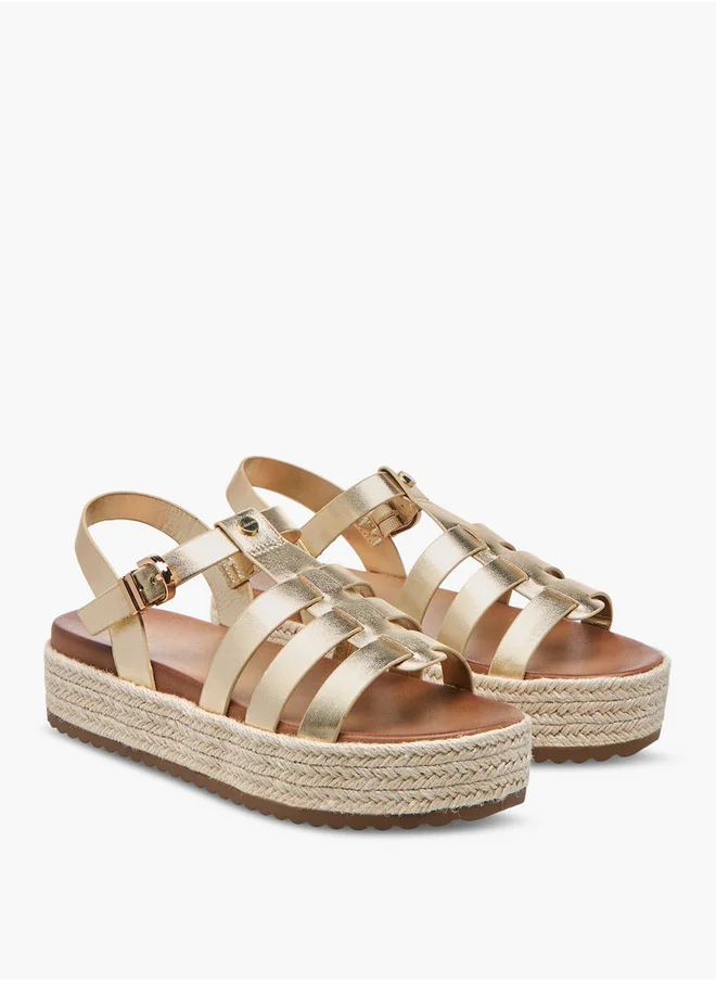 Celeste Women's Solid Flatform Sandals with Buckle Closure