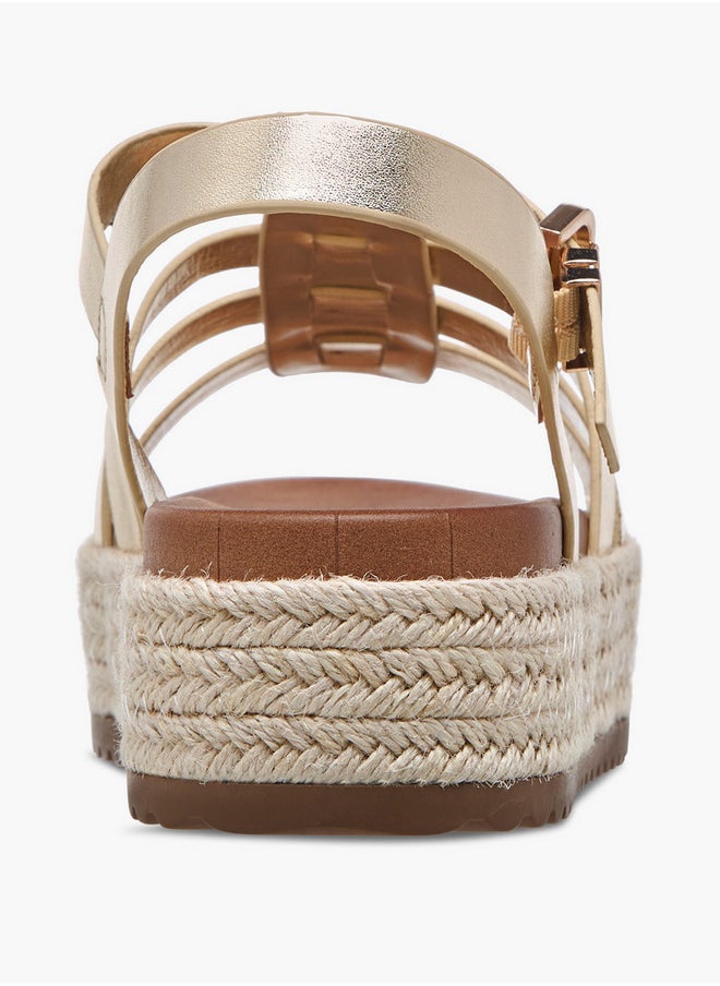 Celeste Women's Solid Flatform Sandals with Buckle Closure  - Image 5