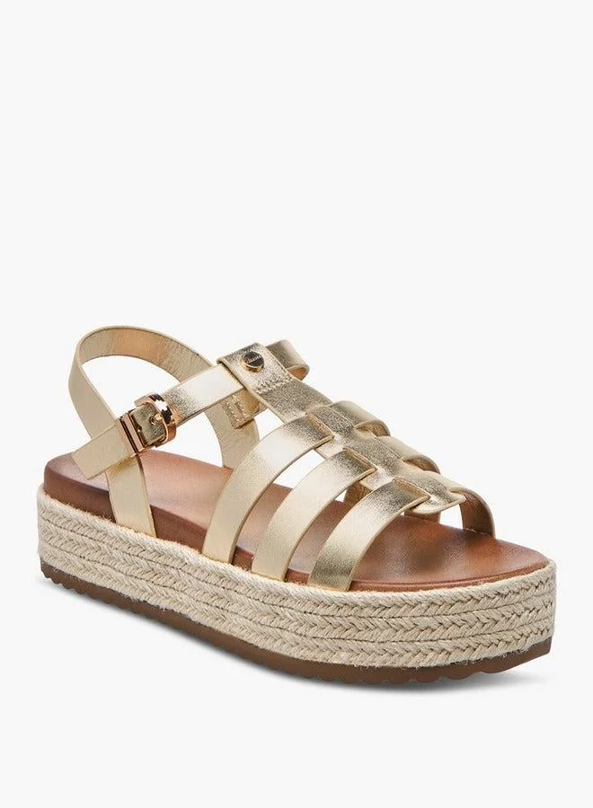 سيليست صنادل نسائية مسطحة بكعب عريض وإبزيم