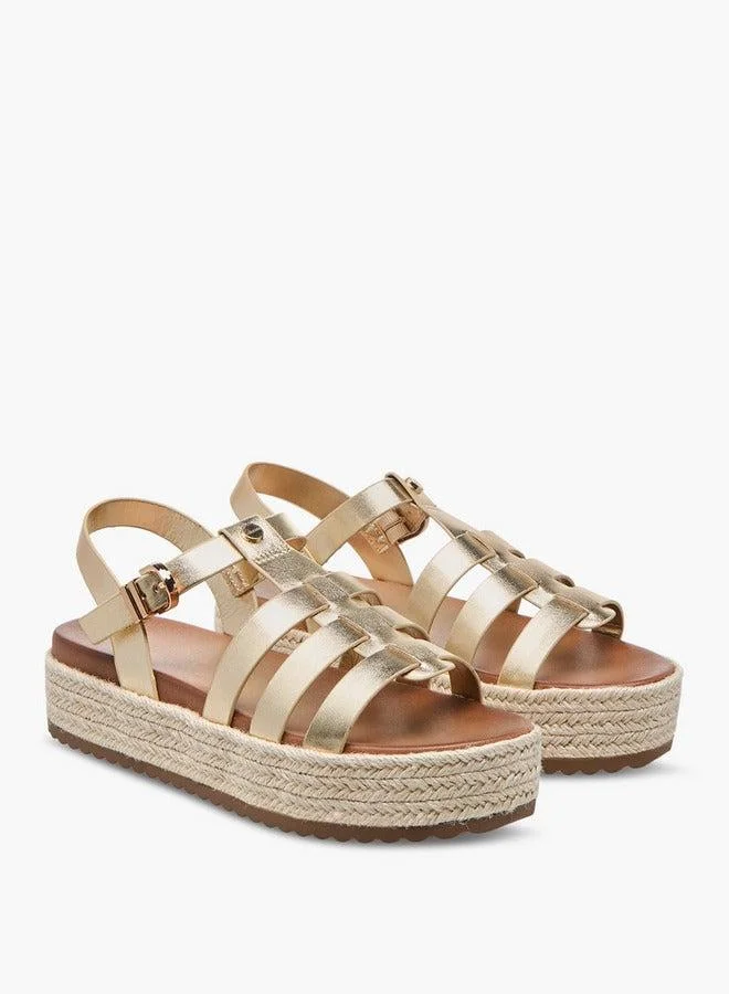 سيليست صنادل نسائية مسطحة بكعب عريض وإبزيم