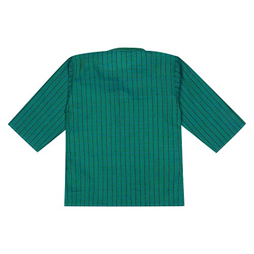 superminis Baby Boys Ethnic Wear Cotton Handloom Kurta Dress With Contrast Color Thread Work And White Pyjama Set (Green, 3-6 Months) - Image 5