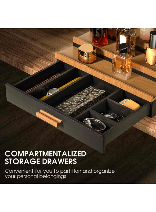 Anmi 3-Tier Wooden Cologne Organizer with Drawer, Perfume Display Stand for Men | Dresser Top Storage, Great Gift for Him in Black Walnut - Image 2