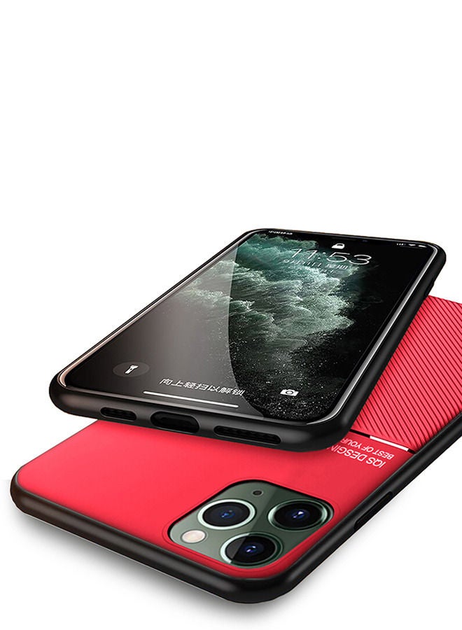 Wtech Leather Texture Magnetic Car Holder Phone Back Case for Apple iPhone 12 Pro Max Red - Image 3