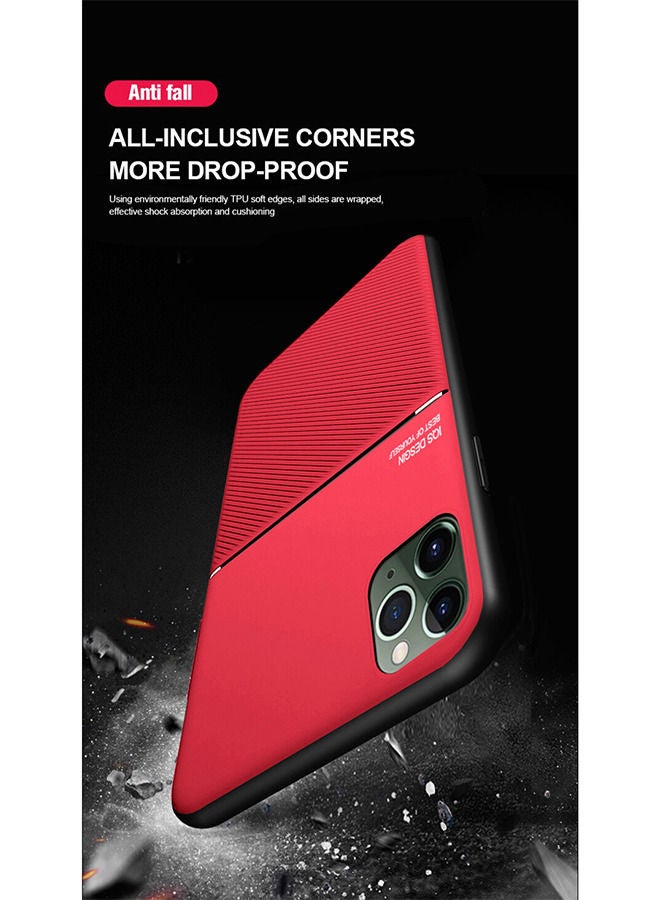 Wtech Leather Texture Magnetic Car Holder Phone Back Case for Apple iPhone 12 Pro Max Red - Image 5