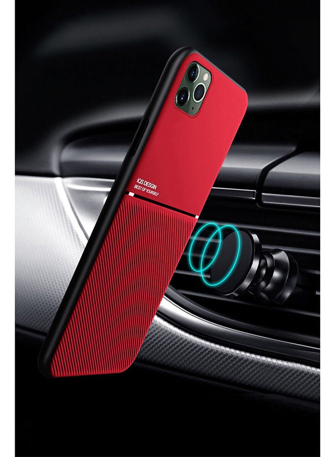 Wtech Leather Texture Magnetic Car Holder Phone Back Case for Apple iPhone 12 Pro Max Red - Image 4