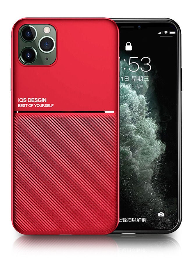 Wtech Leather Texture Magnetic Car Holder Phone Back Case for Apple iPhone 12 Pro Max Red - Image 1