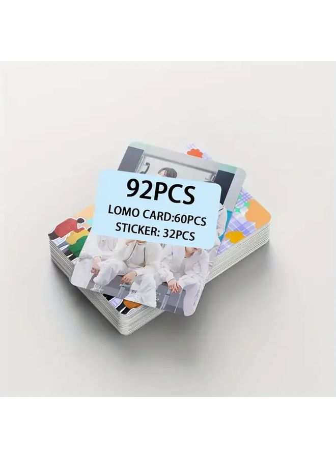 92pcs KPOP Double Sided Photo Cards And Stickers Album Set For Scrapbooking Fan Gift - Image 4