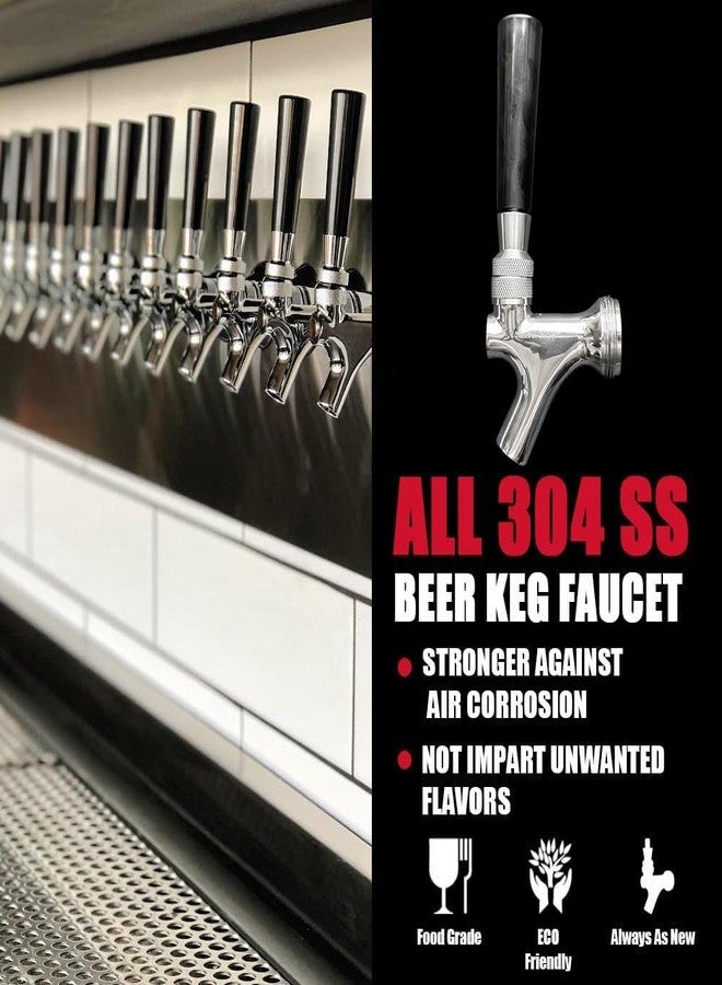 semfeil brew All 304 Stainless Steel Beer Faucet, Draft Beer Tap Kegerator Faucet Beer Keg Tap, Beer Keg Kegerator Nozzl Beer Tap with Well-Pouring, Fits for American Beer Shanks and Kegerator Beer Towers - Image 5