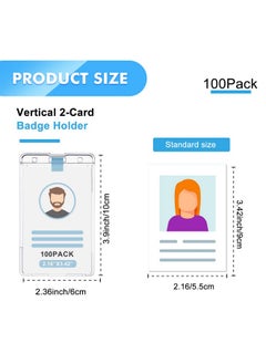 Patelai 100 Pcs Hard Plastic Badge Holder With Thumb Slot Dual Sided Clear Card Holder Badge Protector Vertical Id Holders For Badge Office School Driver'S Licenses And Passes  - Image 2