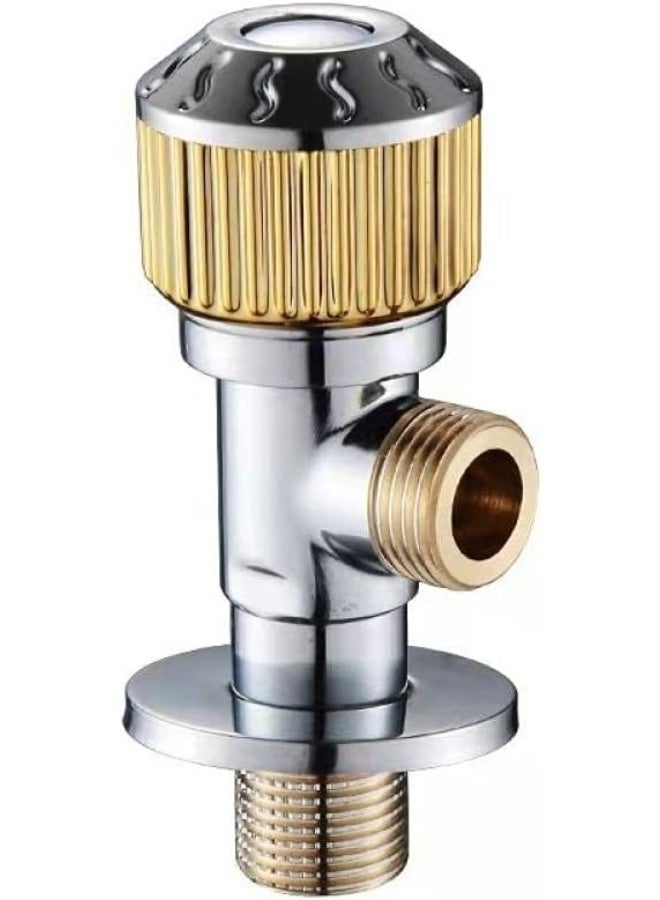 1/2" Germany Angle Valve with Golden Round Knob, Brass Plated, 168g - Durable Water Control Valve for Plumbing, Shower, and Bathroom Use - Image 1