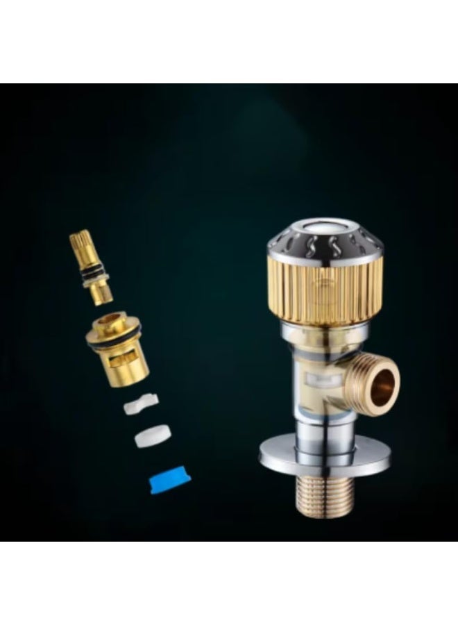1/2" Germany Angle Valve with Golden Round Knob, Brass Plated, 168g - Durable Water Control Valve for Plumbing, Shower, and Bathroom Use - Image 3
